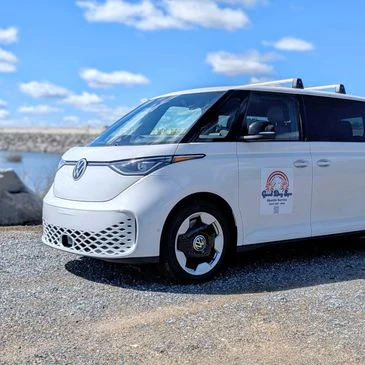 Good Dog branded shuttle vehicle